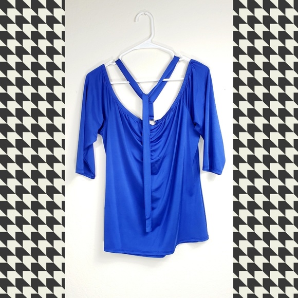 NEW Blue top Ties @ Neck w/ silver detail - Picture 4 of 6